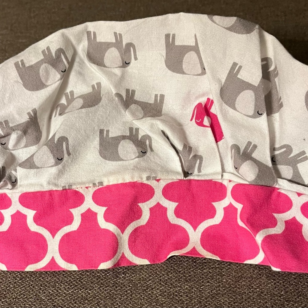 Pink and Gray Elephant Print scrub cap